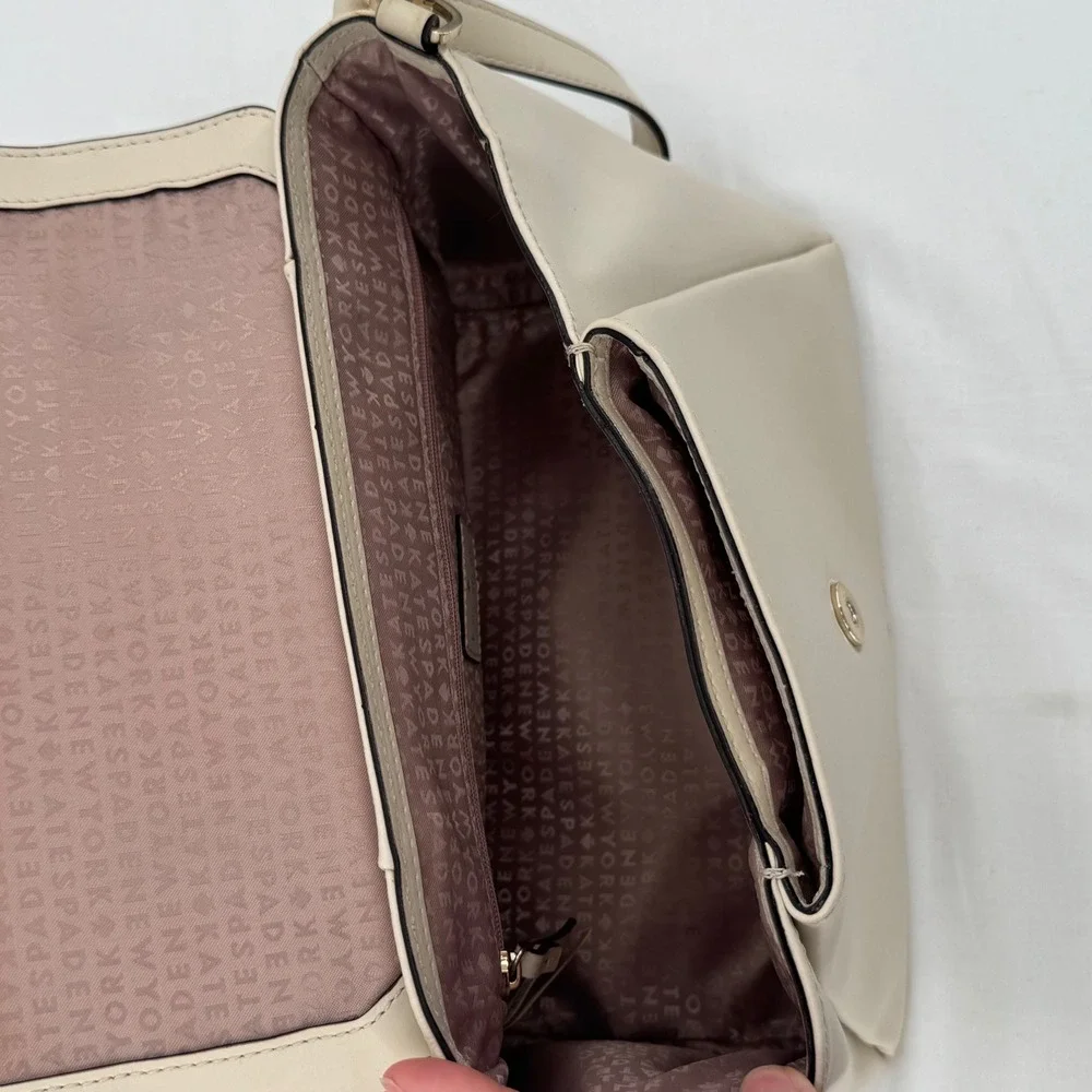 Kate Spade New York Camden Way Palermo Leather Satchel Handbag Beige Leather Bag